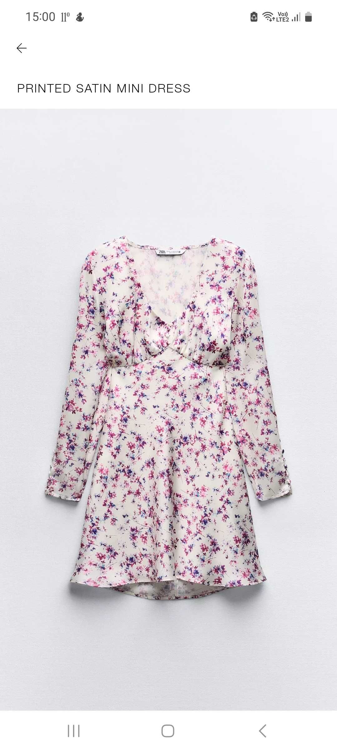 ZARA Printed Satin dress, New, Size L!