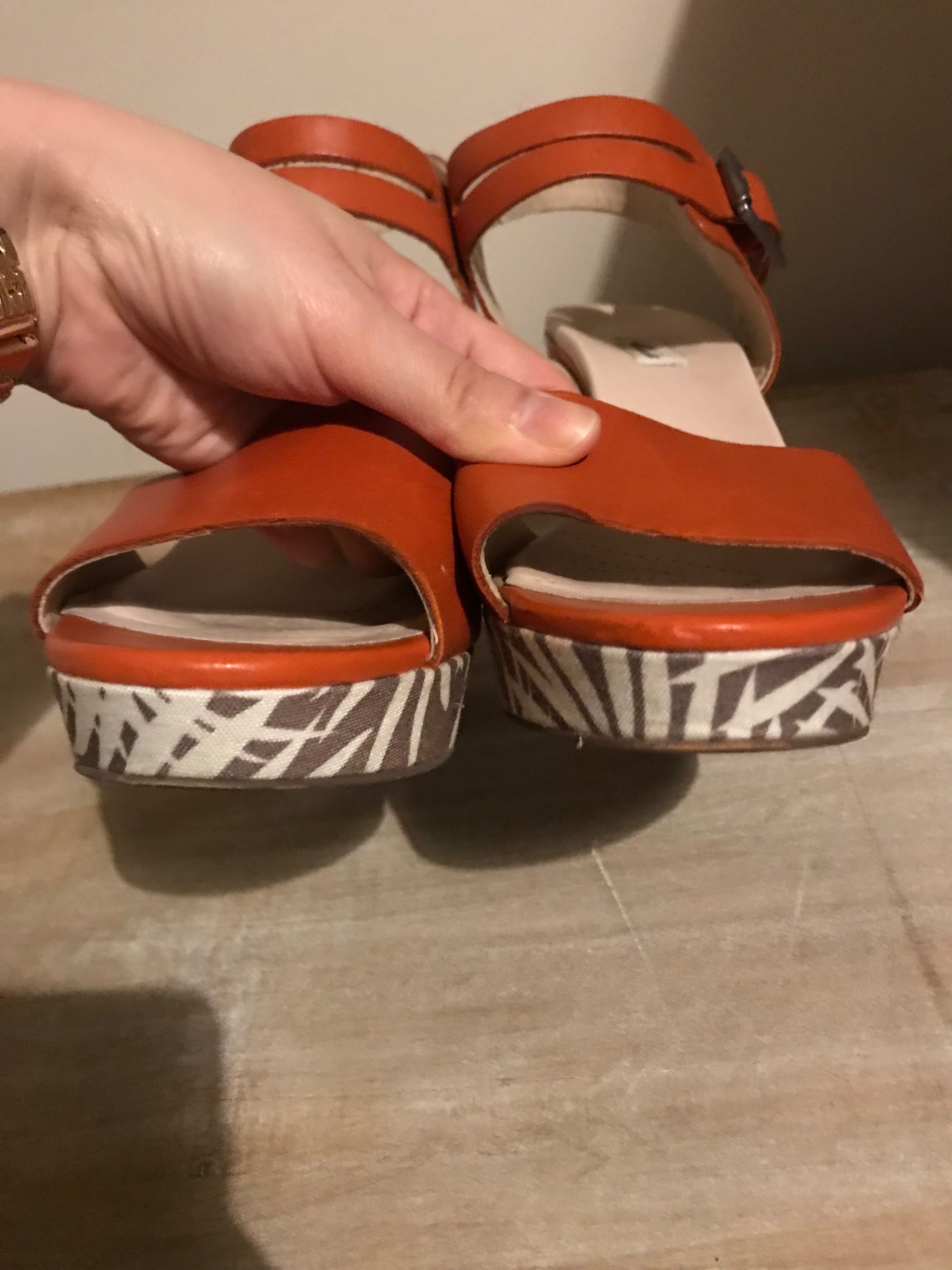 Дамски оранжеви сандали на платформа Clarks - 39 размер