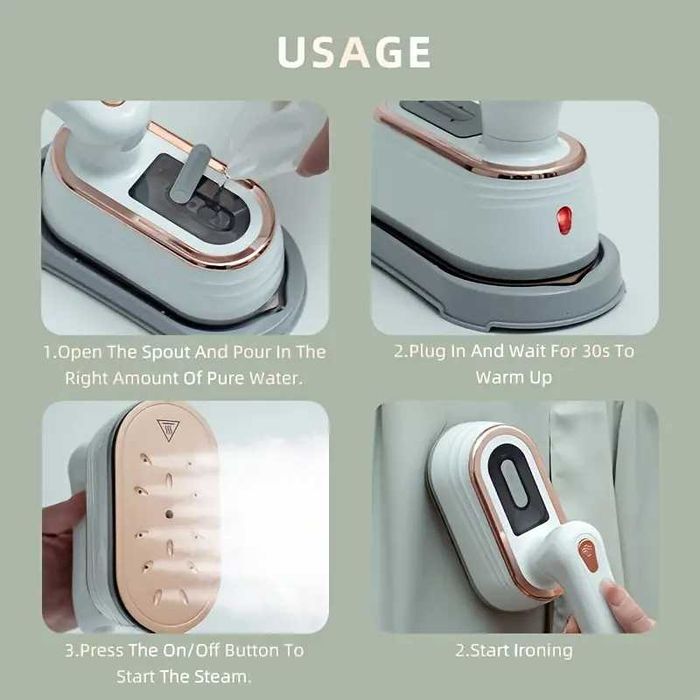 Fier de calcat cu abur pentru haine 2 în 1