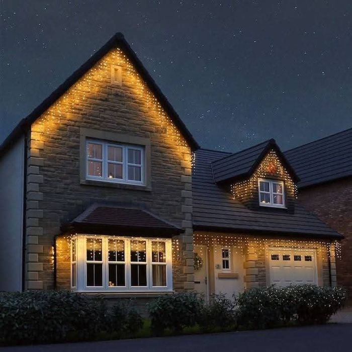 12метра Коледни Лампи Тип Завеса Топла Светлина