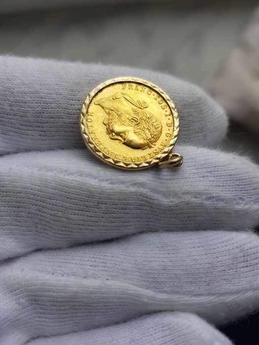 Pandantiv aur medalion moneda 1 dukat 1915 Franz Jozef