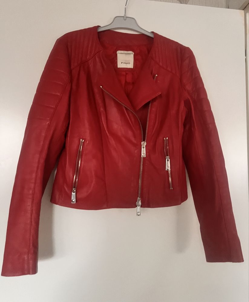 Geaca piele naturală Pinko , in stil Manokhi, marime S,