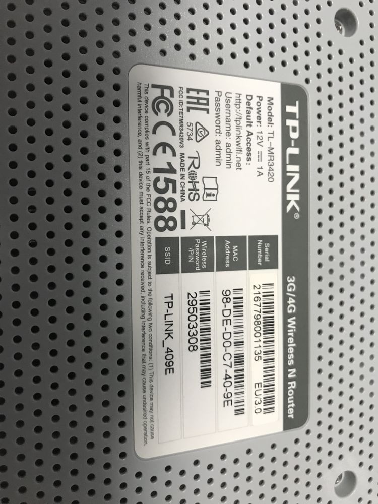 Router wifi 4G TP-Link TL-MR3420
