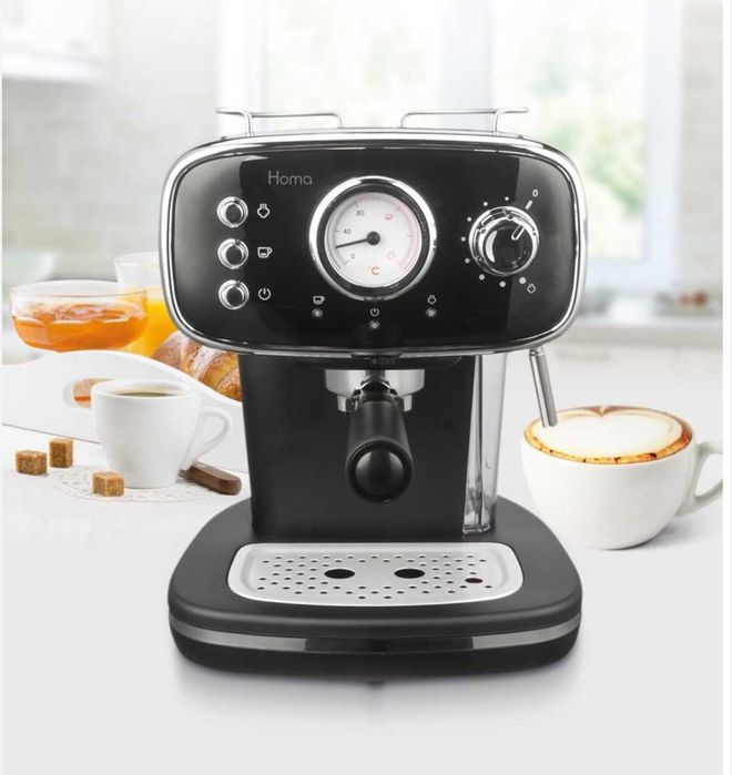 Еспресо машина HOMA HCM-7517, 20 бара, Крема диск, Черна