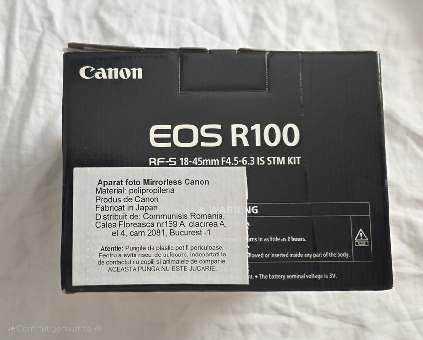 Aparat foto Mirrorless Canon EOS R100 + RF-S 18-45mm f/4.5-6.3 IS STM