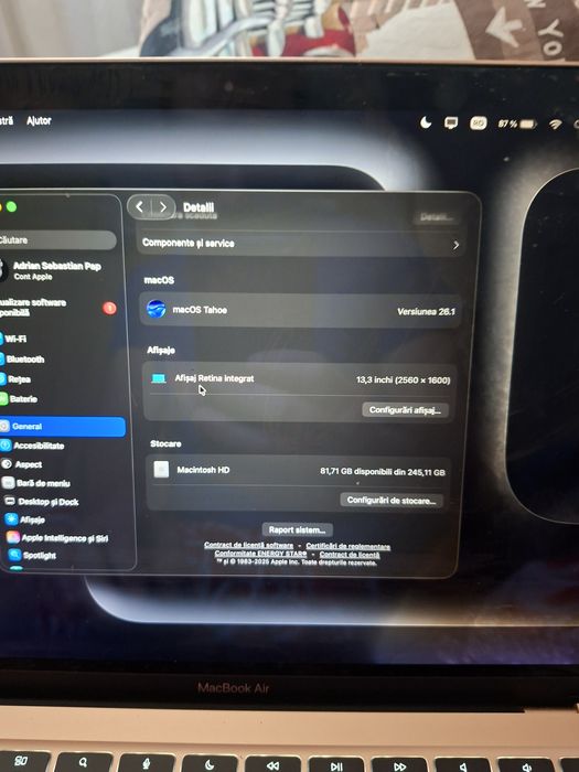 MacBook Air 2020 ,Apple M1 ,256GB,8GB RAM  ATENTIE,CITITI ANUNTUL!