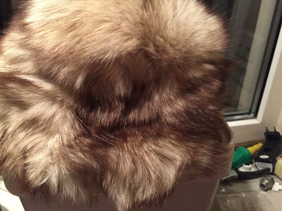 Căciula și guler din blana naturală vulpe