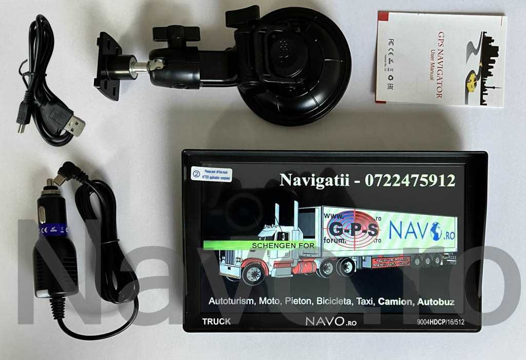 GPS 9" Navo 9004HDCP 512/16G TMC LiveTraffic auto, camion cu parasolar