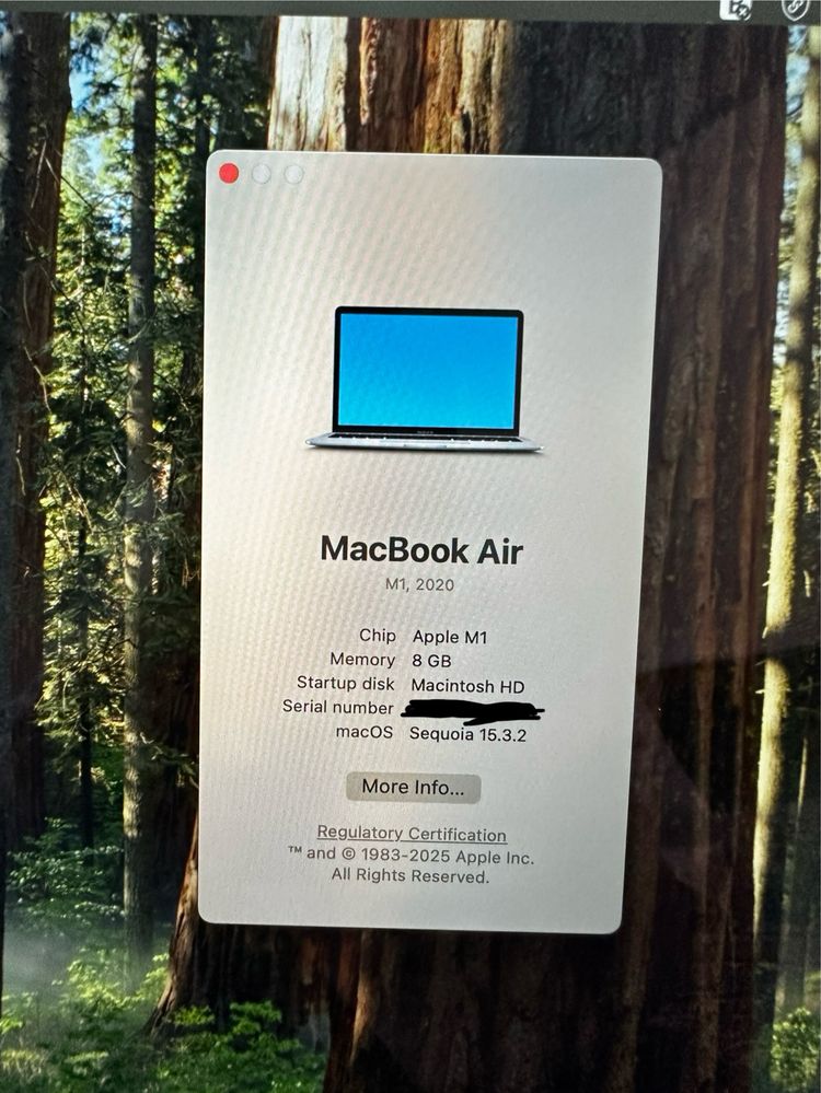 Macbook air M1 A2337 8GB, 256 SSD
