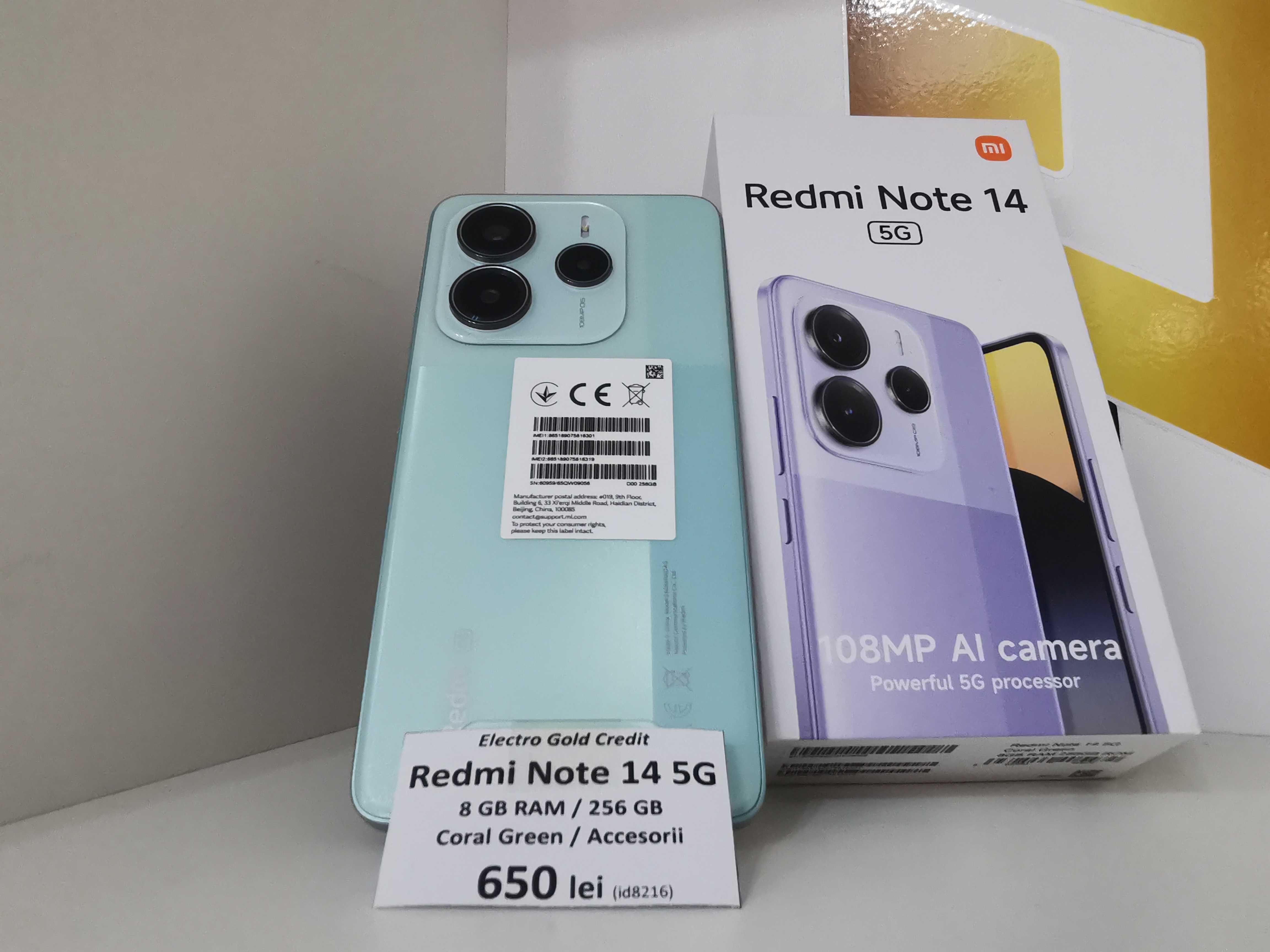 Xiaomi Redmi Note 14 5G 8GB RAM/256GB/Coral Green/ca NOU ID8216