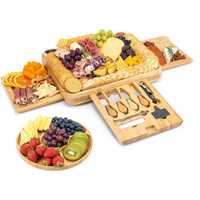 Set de Servire Aperitive si Branzeturi din Bambus 75, 8 x 33 x 6, 5 cm