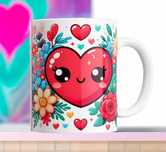 Cana personalizata, Valentine's Day, Inimioara, Ceramica, Alb, 350 ml