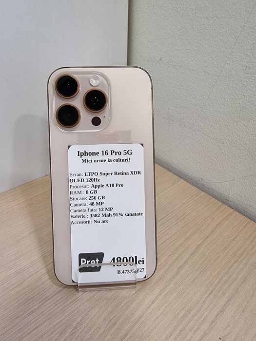 Iphone 16 Pro Desert Titanium 91% (AG27 b.47375)-Garantie 2 ani