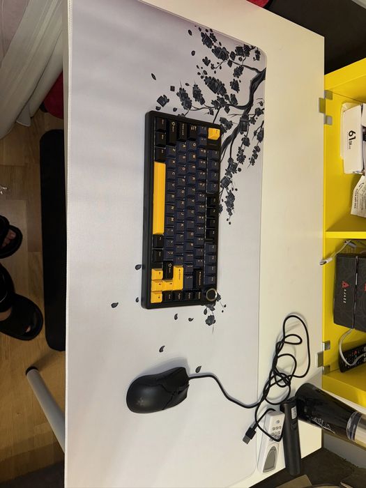 Mousepad alb 90×40, stil japonez cu sakura