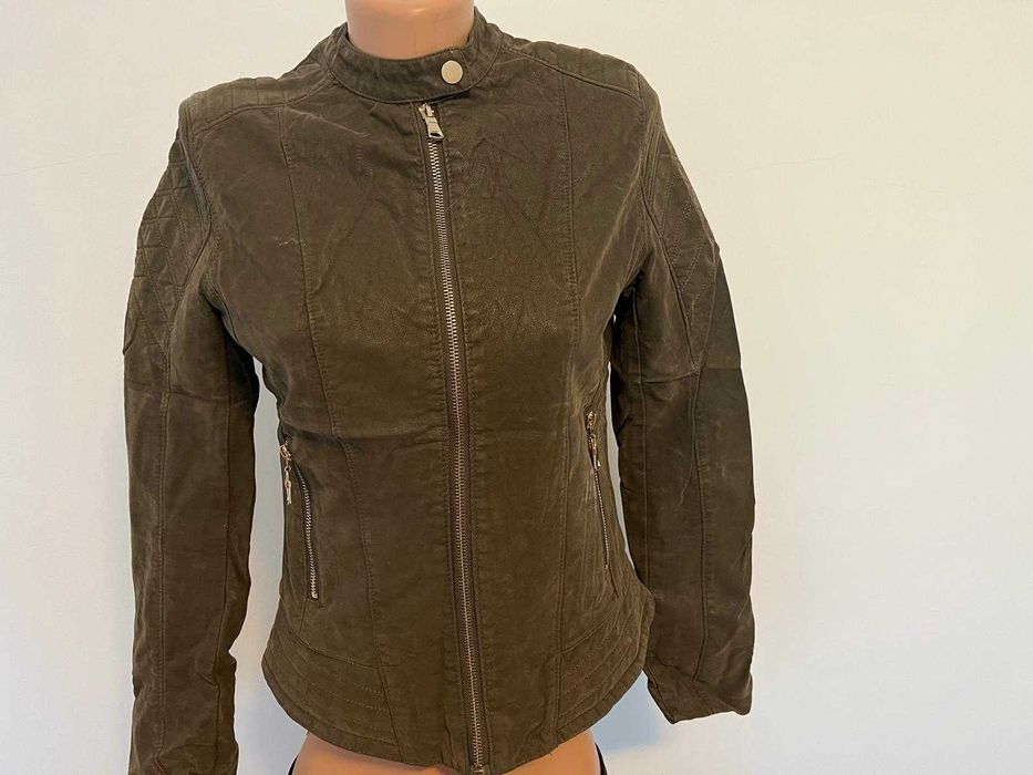 Geacă khaki damă, piele eco moale, stil biker, mărimea S