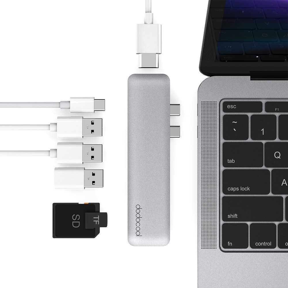 Dodocool DC53GY-1 – 7-в-1 USB‑C мултипорт хъб