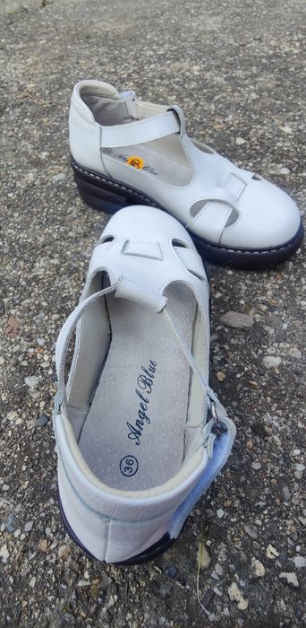 Pantofi damă comozi din piele albă, Angel Blue, mărimea 36