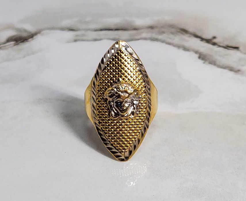 Inel din aur galben și alb de 14K, model „ventuză”