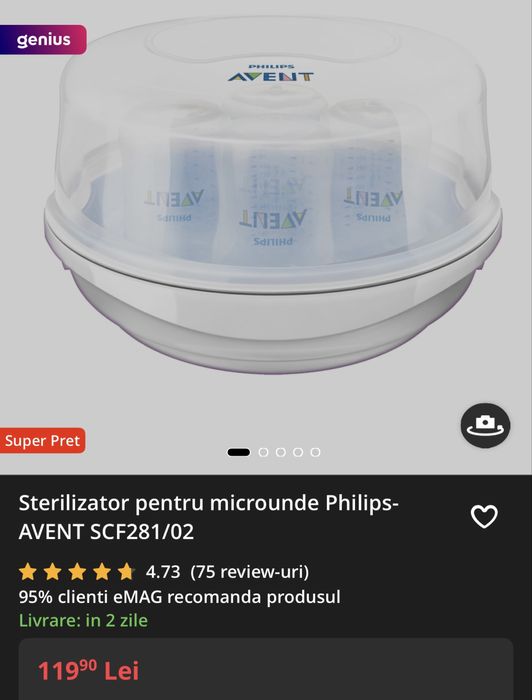Sterilizator pentru microunde Philips AVENT SCF281/02