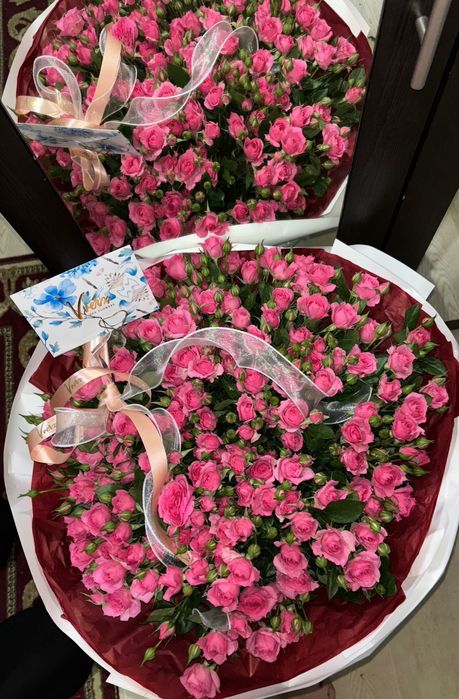 Цветы от Vverx flowers,кустовые розы, свежий букет 15000тг
