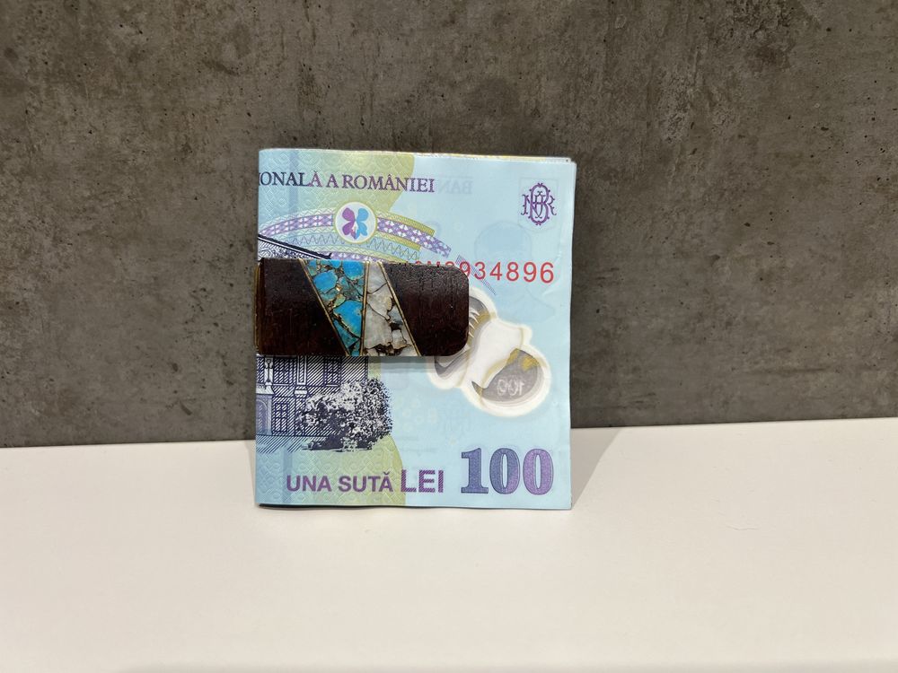 Money clip alamă și lemn