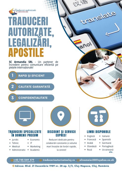 Servicii de traducere, legalizari notariale, apostile,  acte auto