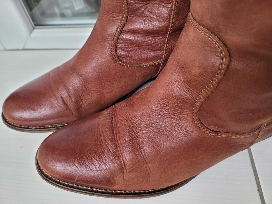Естествена кожа дамски ботуши 40 номер