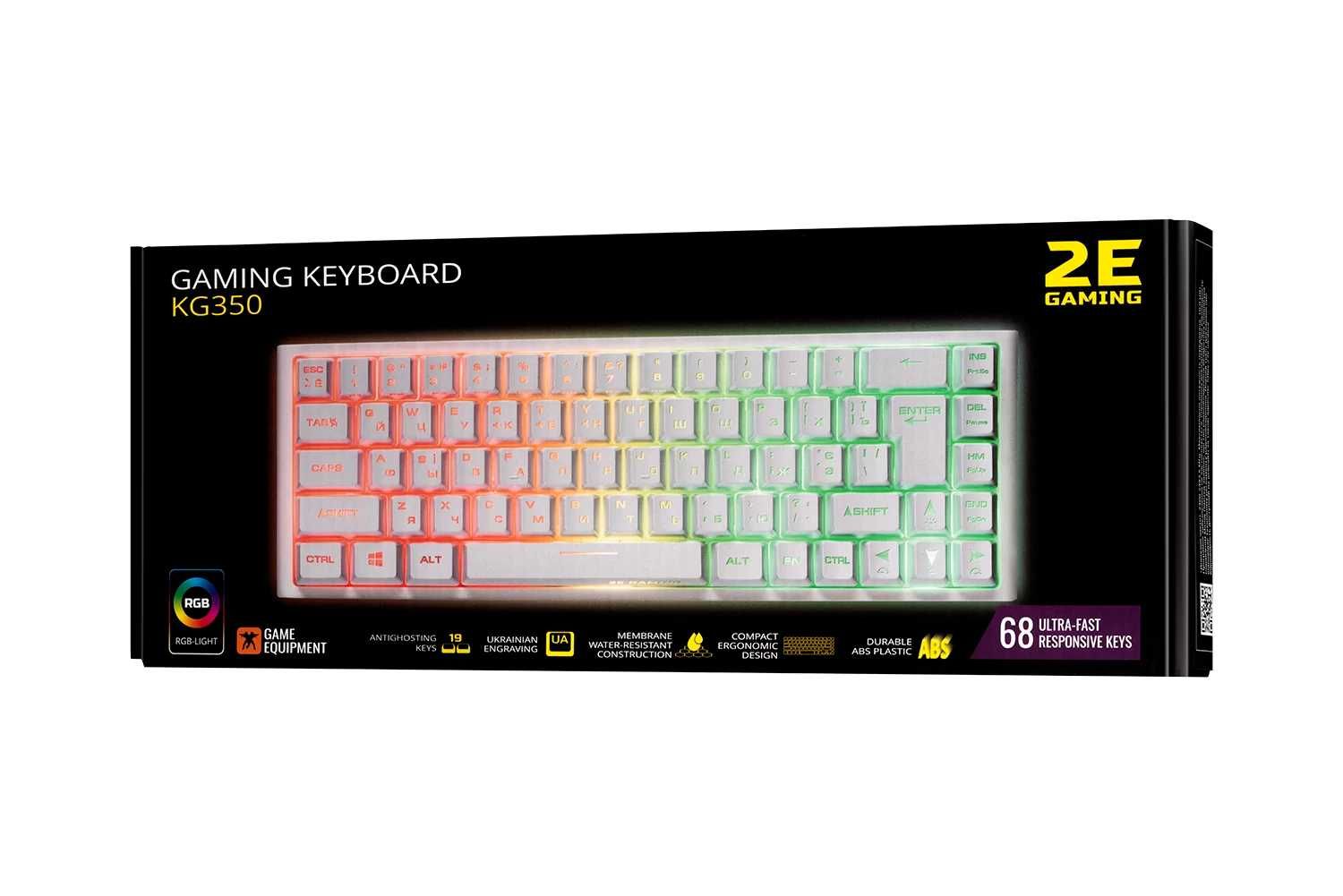 Игровой Клавиатура 2E Gaming KG350 RGB Белый / Черный