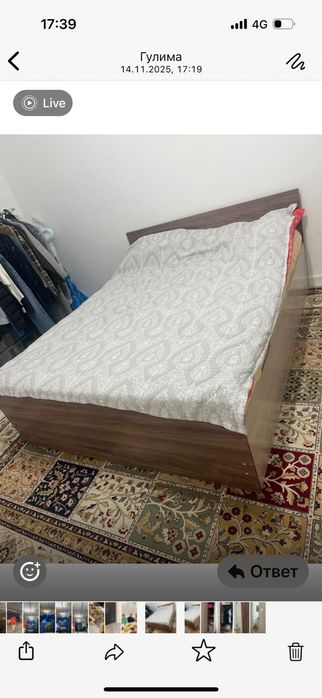 Двухспальная кровать и шкаф