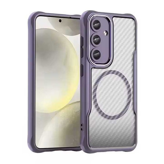 Husa Samsung S25/S25+/S24/S24+ cu insertii carbon, mov, albastru
