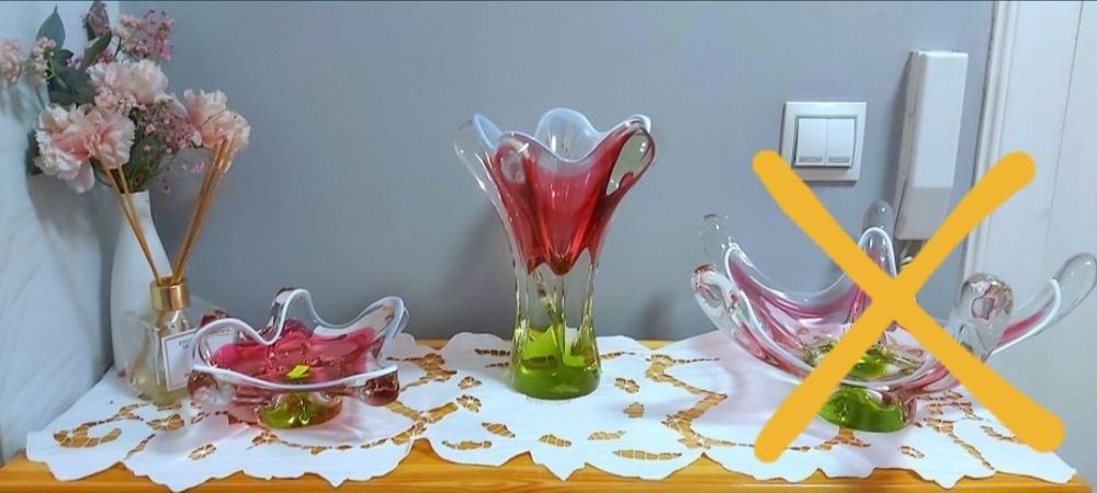 Винтажные Чешские Вазы Крокус,Цветное Стекло Bohemia