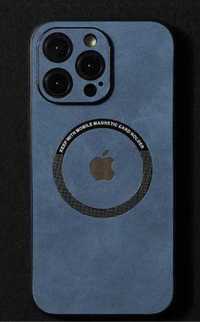 Husă Alcantara Albastru Magsafe pentru iPhone 12 Pro