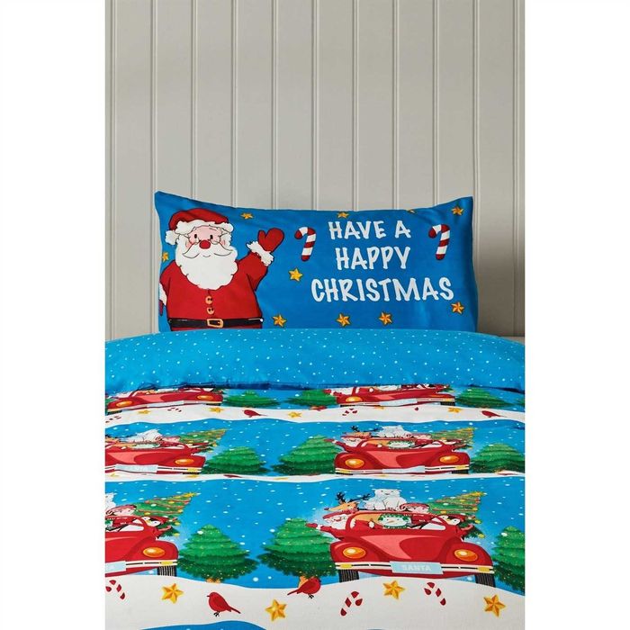 Детски коледен спален комплект за единично легло син червен - 2 вида