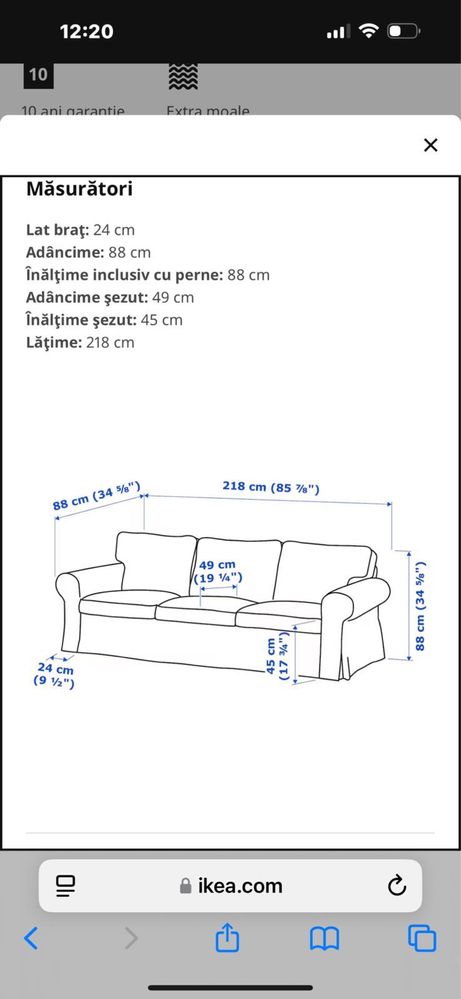 Canapea cu fotoliu Ikea , model Ektorp