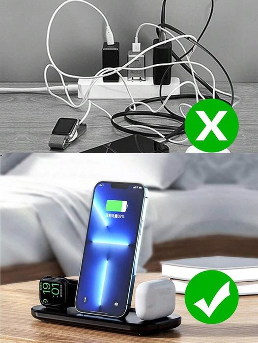 3в1 зарядна станция за iphone airpods iwatch