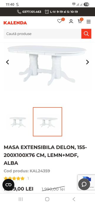 Masa extensibila cu 6 scaune