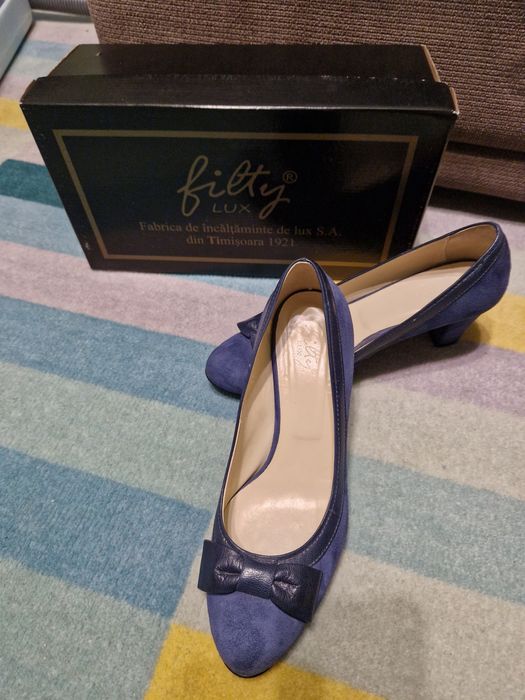 Pantofi dama, piele intoarsa, bleumarin, marime 37