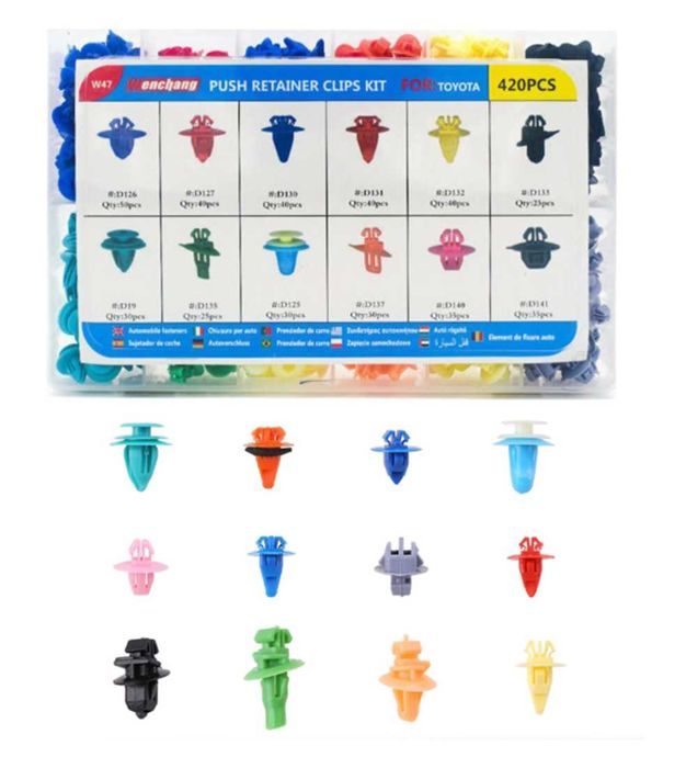 Крепежни елементи и Щипки за TOYOTA кутия - 420 броя.