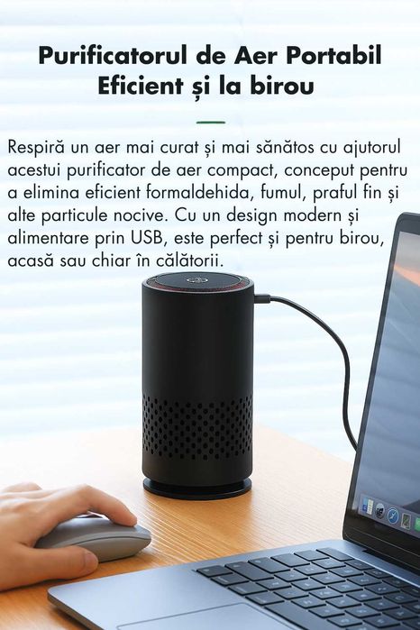 Purificator Aer Portabil pentru Masina si Acasa Filtrare in 4 Straturi