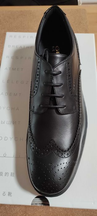 Geox, Нови кожени обувки Brogue Dublin, Мъжки, Черни, 42
