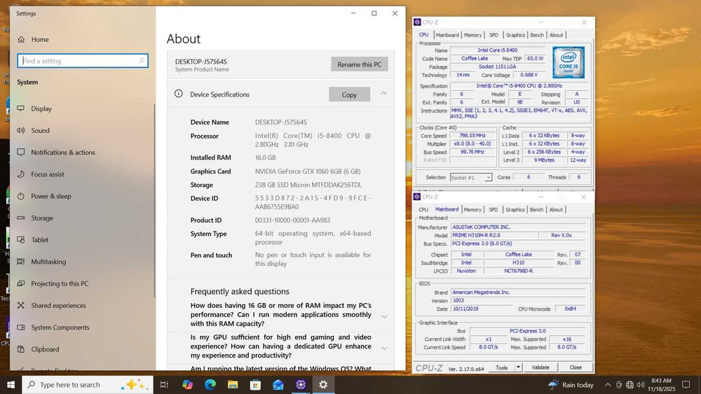 Kit sk1151 v2 Intel I5 8400 H310 16GB DDR4