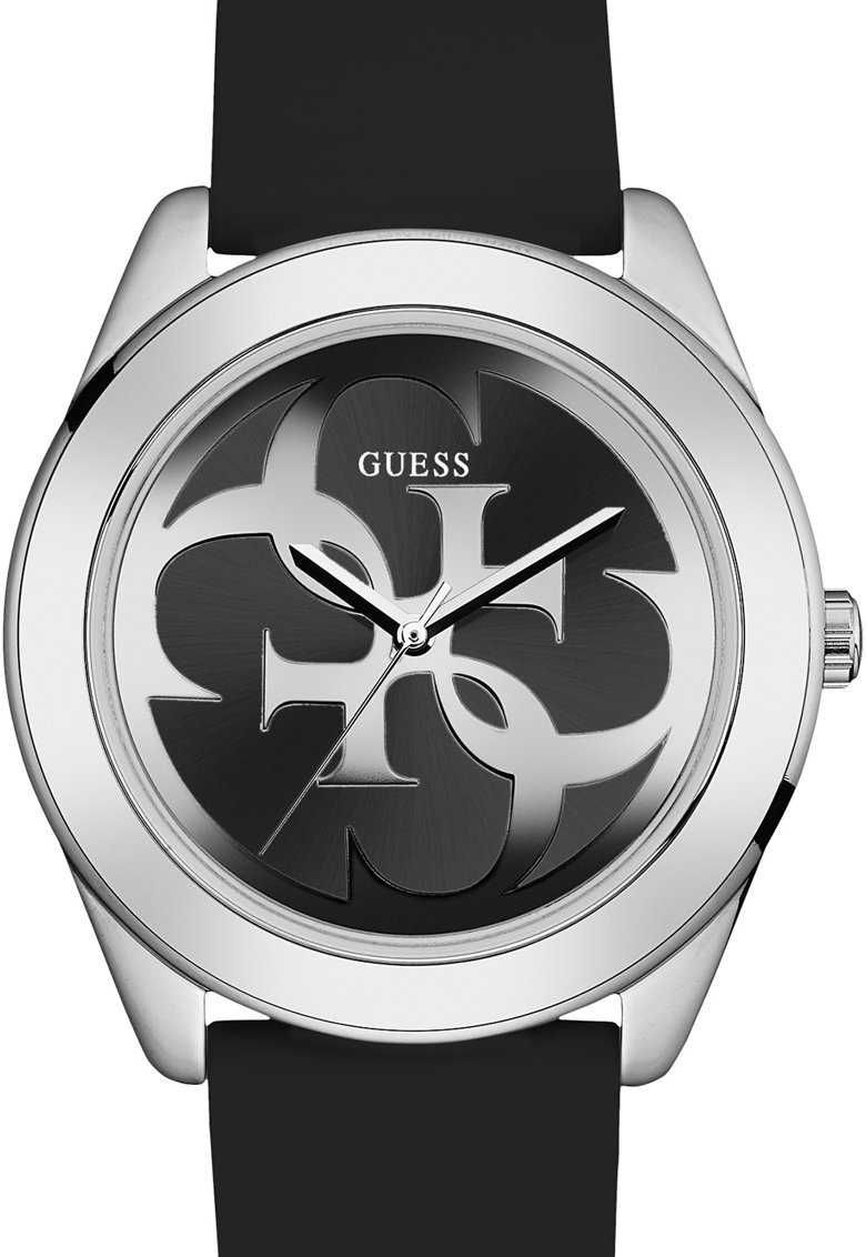 Guess - черен часовник с монограм на циферблата
