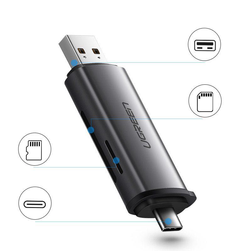 Адаптер Ugreen, USB-C към USB 3.0 и SD, Micro SD