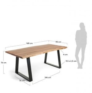 Masa dining maro din lemn 90x160 cm Alaia Kave Home