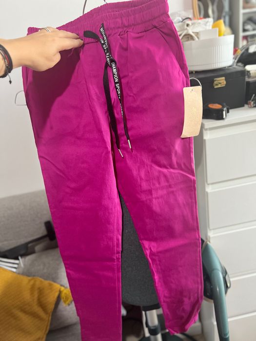 Pantaloni sport cu șnur fucsia S damă