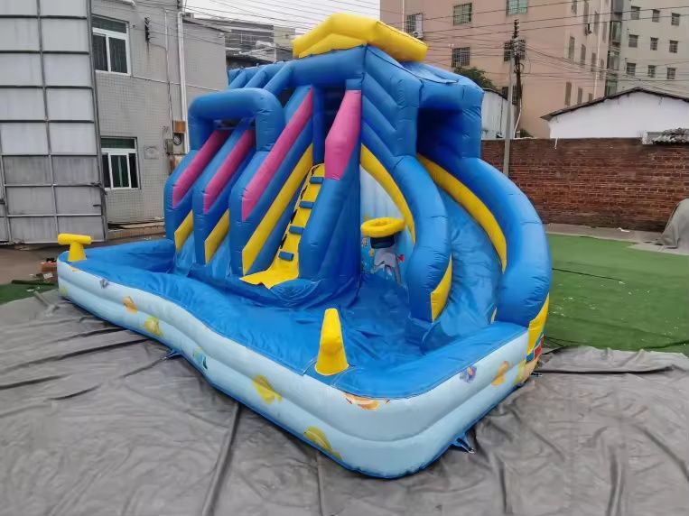 Надуваем замък водна пързалка с басейн за вода/топки