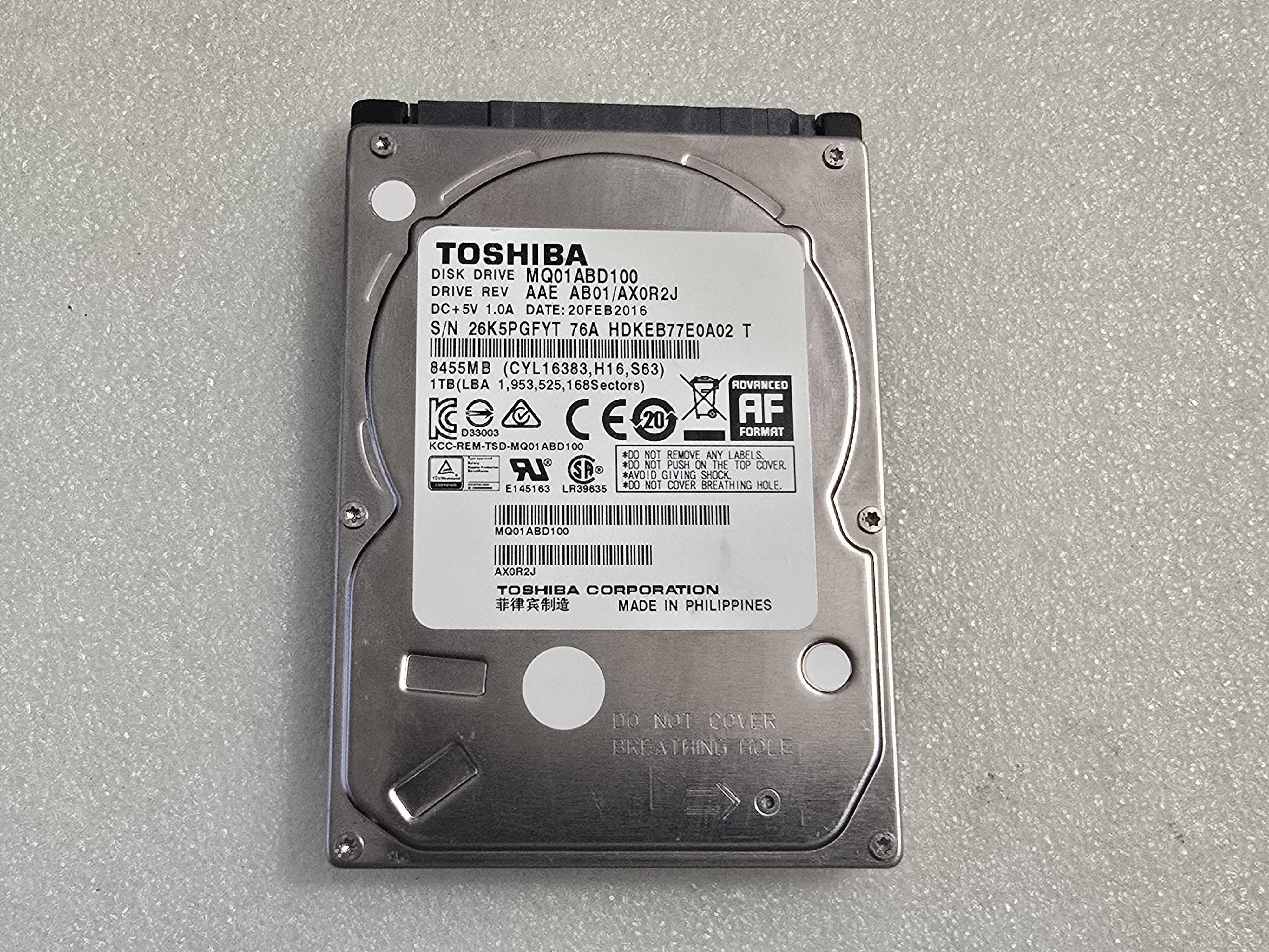 Hard disk laptop Toshiba MQ01ABD100 2,5'' 1TB SATA2 5400RPM 8MB -