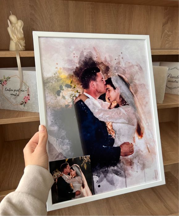 Tablou personalizat in stil pictura digitala watercolor cadou ideal