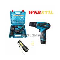 Винтоверт WERSTIL 12V, 2.0 Ah + ПОДАРЪК USB Фенер