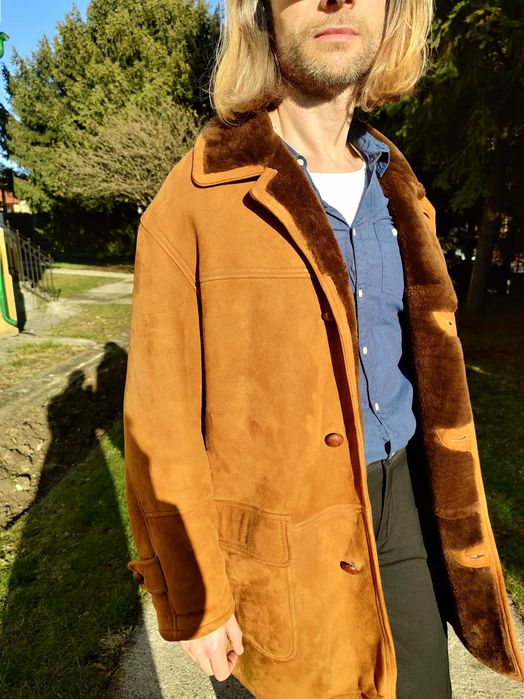 Cojoc barbat piele/blana naturala miel XXL  54 Maro Yves Saint Laurent
